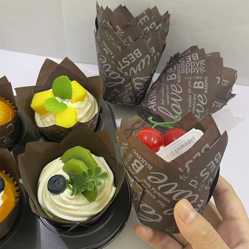 Home Barista - 50Pcs/100Pcs Coffee-Themed Tulip Cake Paper Cups,