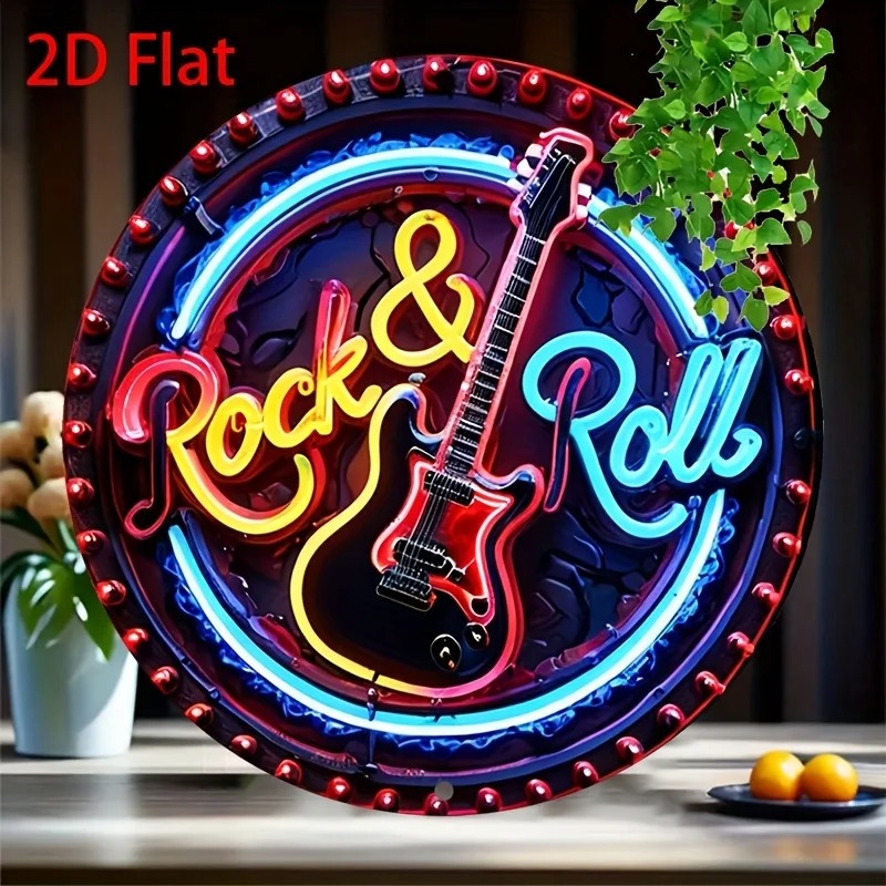 Home Bar Signs - A Vintage Rock Neon Sign, 2Dflat