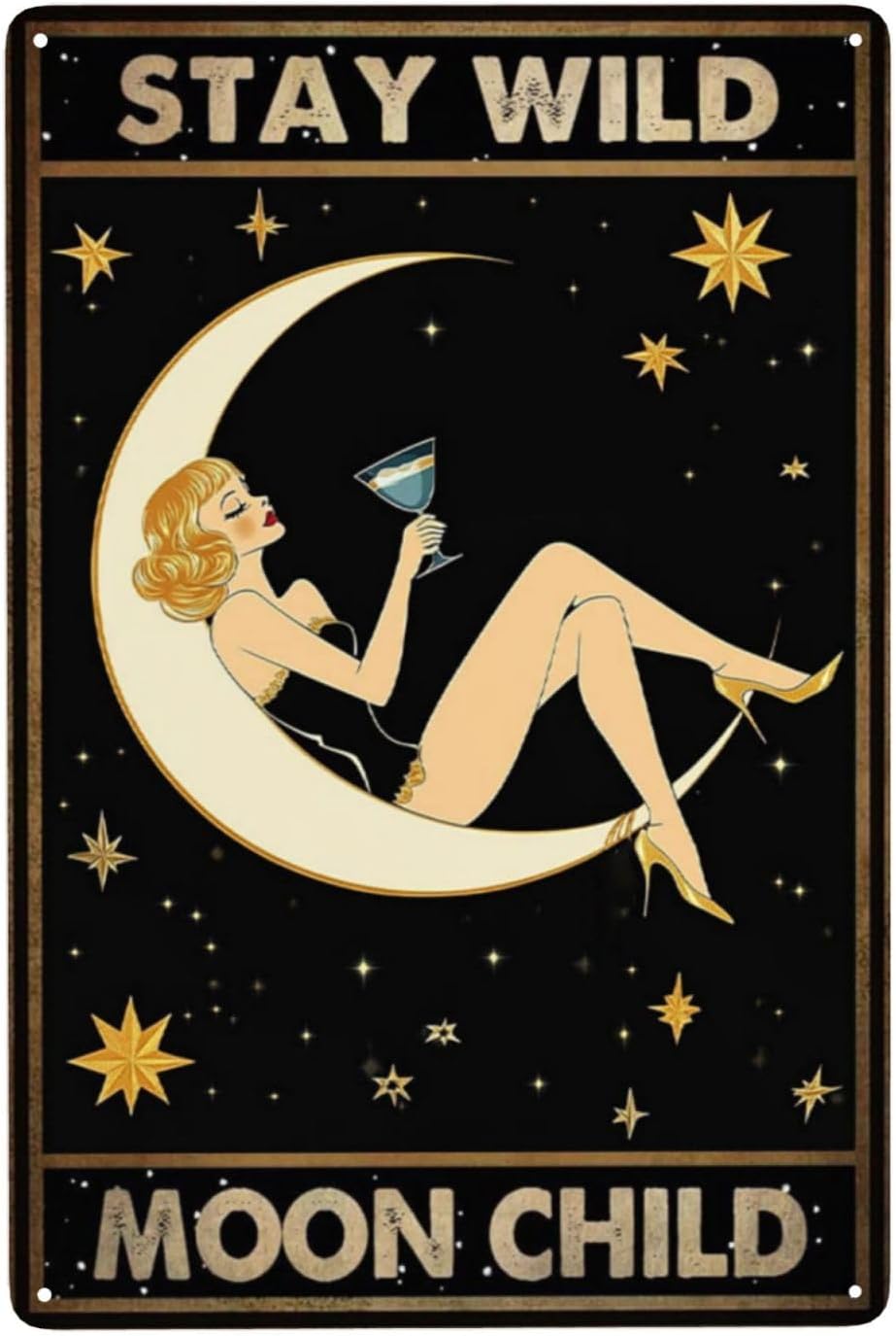 Home Bar Lounge - Stay Wild Moon Child Tin Sign