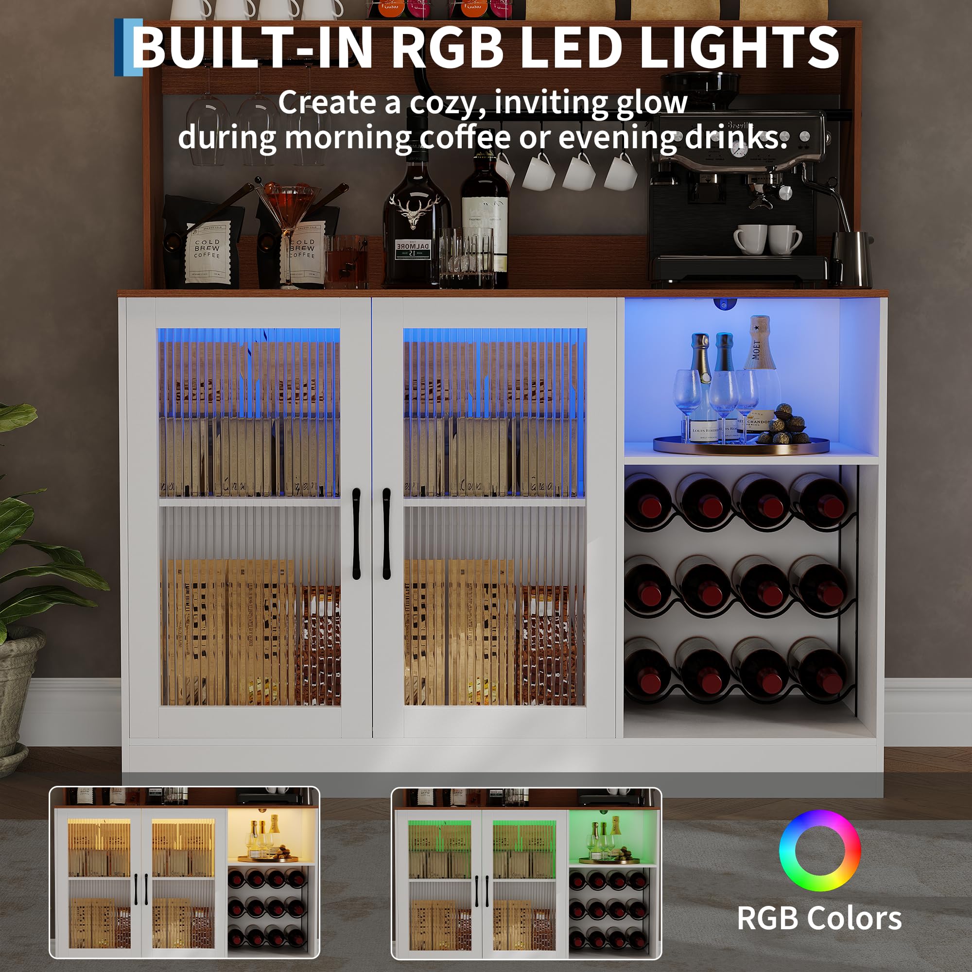 Wine Bar Cabinet With LED Ligh - огляд і ціна Home Bar Setup