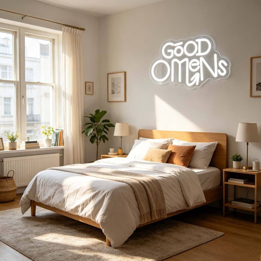 Good Omens Neon Sign LED TV Se - огляд і ціна Home Bar Setup