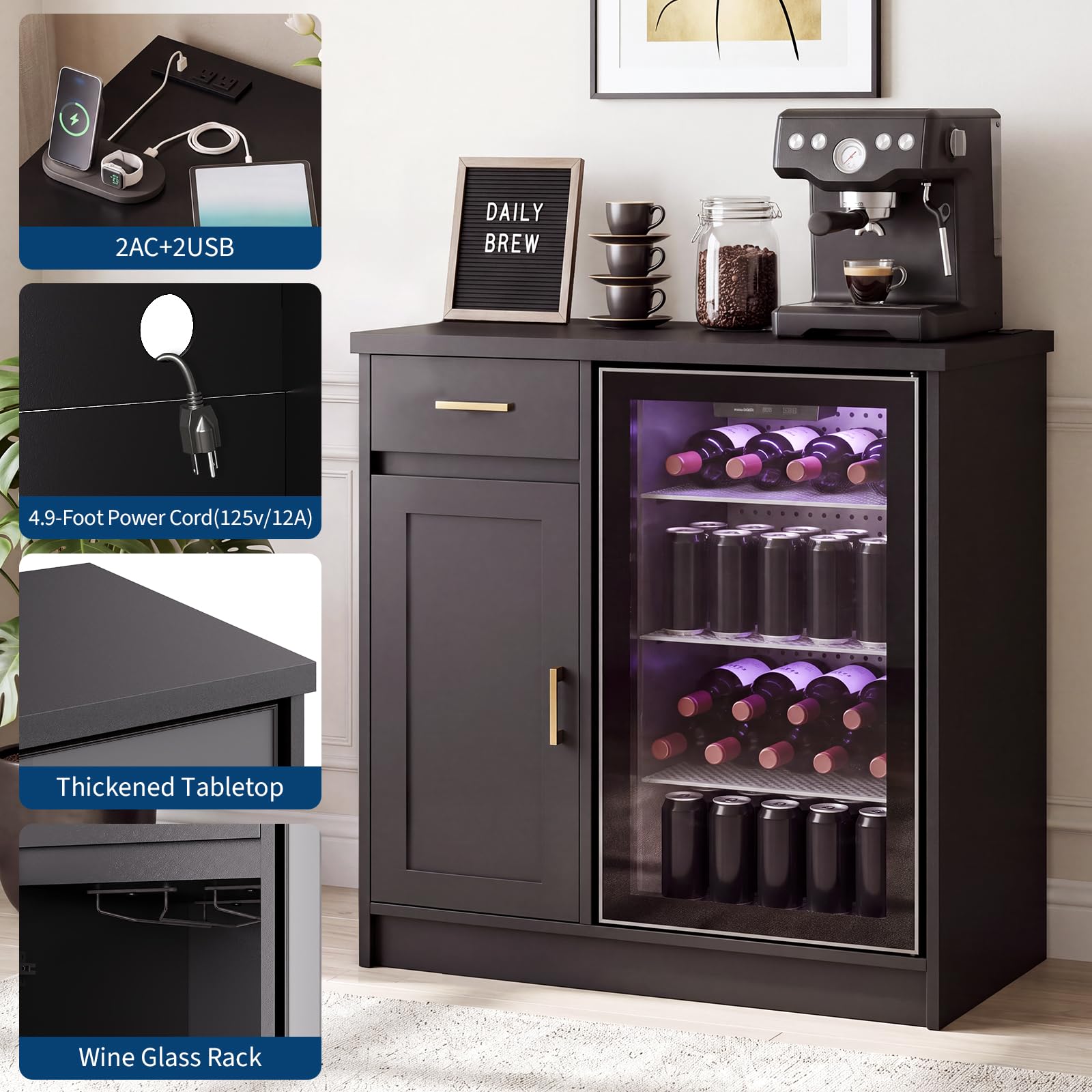 42in Farmhouse Wine Bar Cabine - огляд і ціна Home Bar Setup