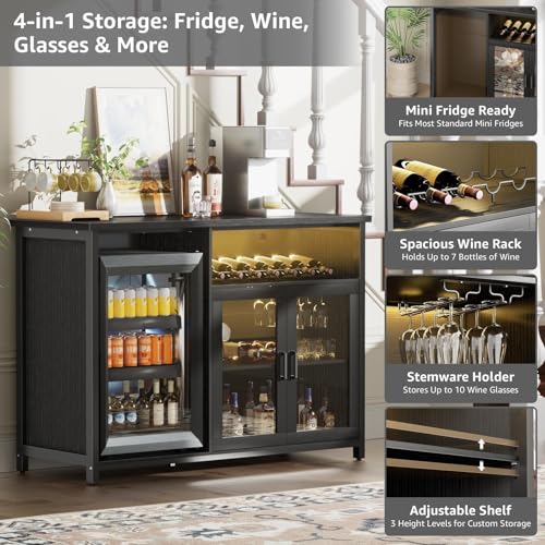 Wine Bar Cabinet with Mini Fri - огляд і ціна Home Bar Setup