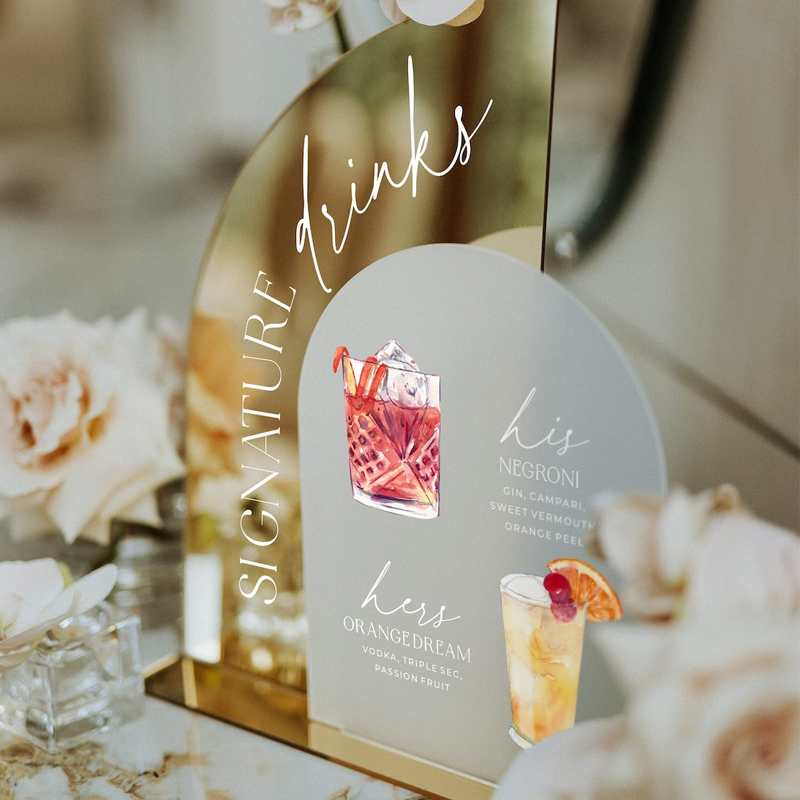 Gold Mirror Wedding Bar Menu S - огляд і ціна Cocktail Recipe Book