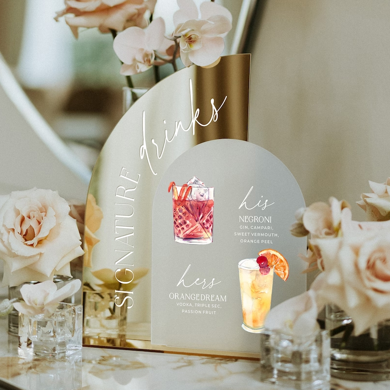 Gold Mirror Wedding Bar Menu S - огляд і ціна Cocktail Recipe Book