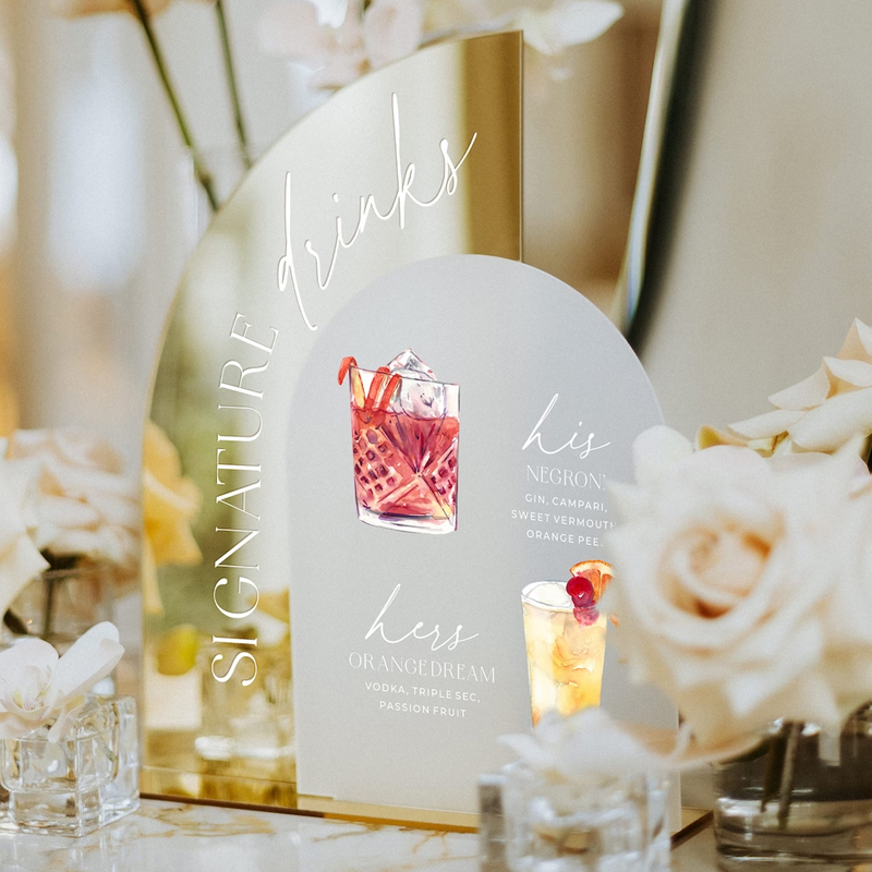 Gold Mirror Wedding Bar Menu S - огляд і ціна Cocktail Recipe Book