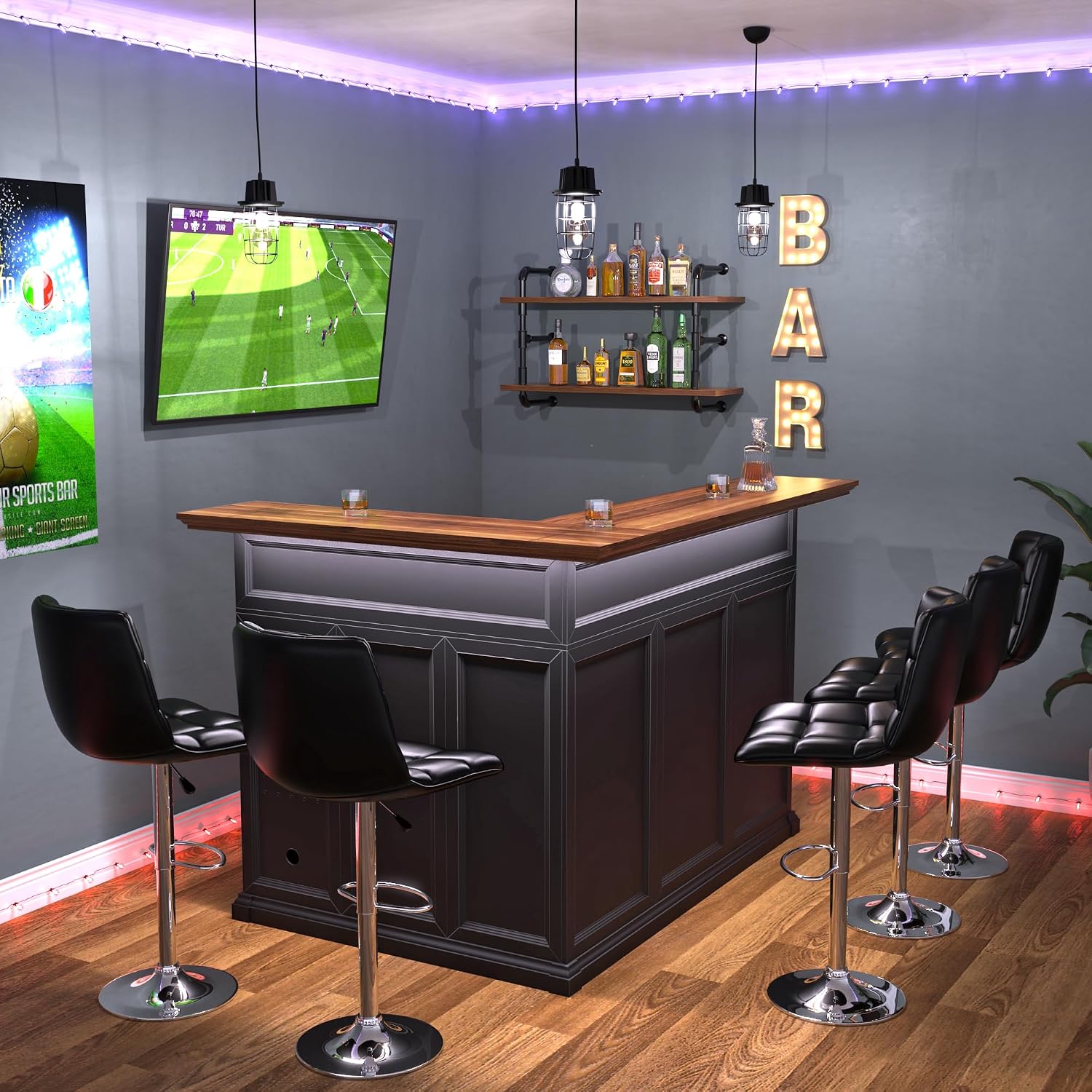 L-Shaped Home Bar Cabinet with - огляд і ціна Home Bar Setup